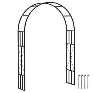 Outsunny 7.3ft Steel Garden Arch Trellis, Garden Arbor Trellis for Climbing Plants Roses Wisteria Vines, Flower Arch Wedding Arch Stand for Outdoor, Garden, Lawn, Backyard, Black