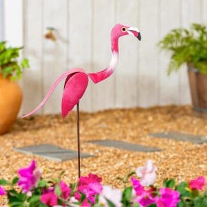 Pink Metal Flamingo Balancer Stake
