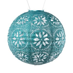 Soji Stella - Boho Globe - 12" Solar Lantern - Metallic Emerald