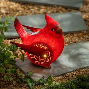 Solar Engraved Cardinal Memorial Garden Statue, 9"H