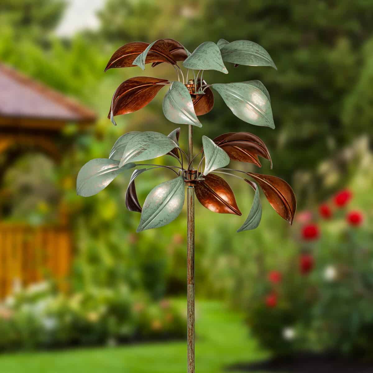 Verdigris & Copper Leaf Wind Spinner, 96" H