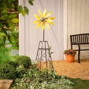 Yellow Flower Wind Spinner Trellis