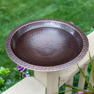 Hammered Burnt Copper Birdbath, 14"Diameter