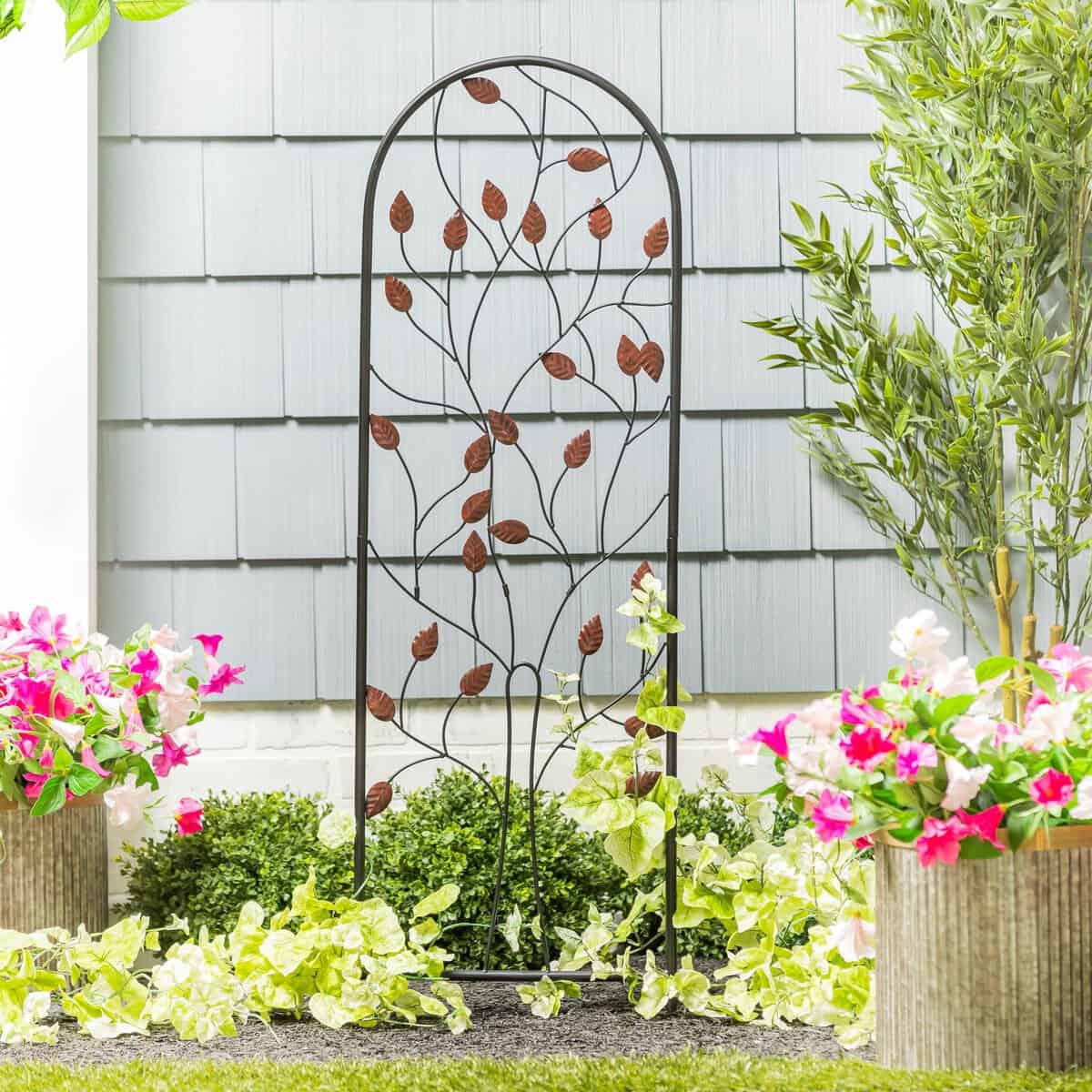 Metal Trellis with Leaves
