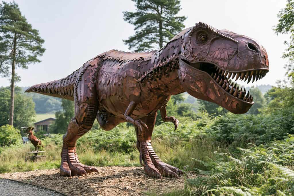 metal dinosaur sculptures