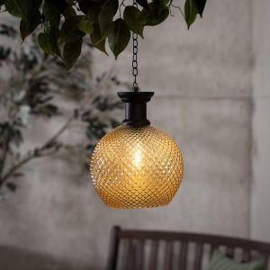 Honeycomb Globe Solar Glass Hanging Lantern