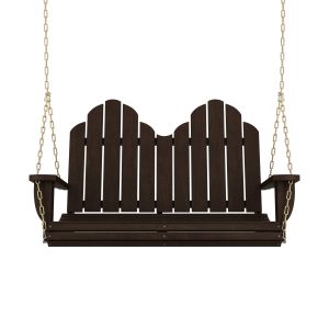Amish Casual Heavy Duty Black Adirondack Porch Swing - No Clearcoat / Chains / Up to 10 Ft. Ceilings