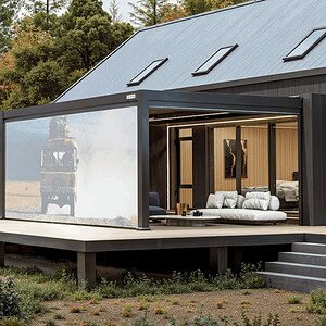 FlexPatio POWER+ Gen 2 Motorized Pergola 13'L x 40'W Gray with White Louvers 6063-T5 Aluminum 8'2'' H | Aosom.com
