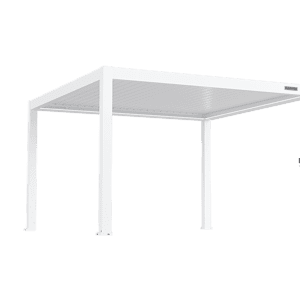 FlexPatio POWER+ PRO Gen 2 Motorized Pergola 13' x 13' White - 6063-T5 Aluminum, Motorized Louvers, LED, IP68 Outlets, 165 MPH Wind | Aosom.com