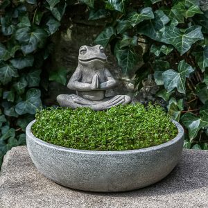 Cast Stone Meditation Frog Bowl