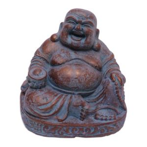 Artisan Crafted Laughing Buddha Cast Stone Sculpture