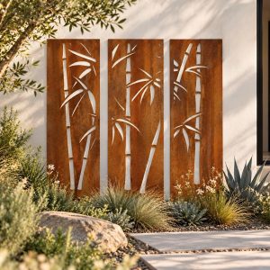 Bamboo Metal Garden Panels Asian Privacy Screens Set M902