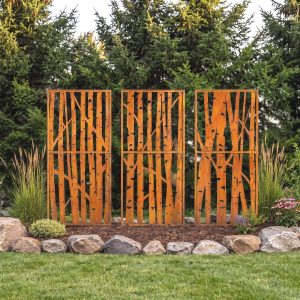 Birch Tree Metal Privacy Screens Rustic Garden Panels Outdoor Landscape Decor