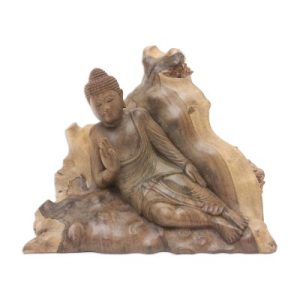 Hand Carved Suar Wood Buddha Sculpture