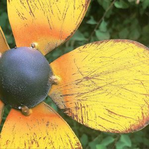Handmade Rustic Metal Daisy Yard Stake - Yellow Garden Flower Decor