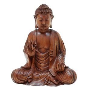 Meditative Suar Wood Buddha Sculpture from Indonesia