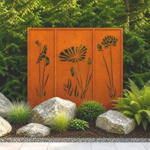 Metal Flower Privacy Panel Floral Garden Screen (3x4')