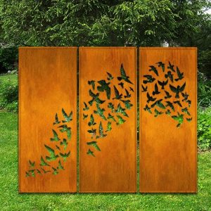 Metal Privacy Screen: Dancing Birds Garden Sculpture, Yard Art