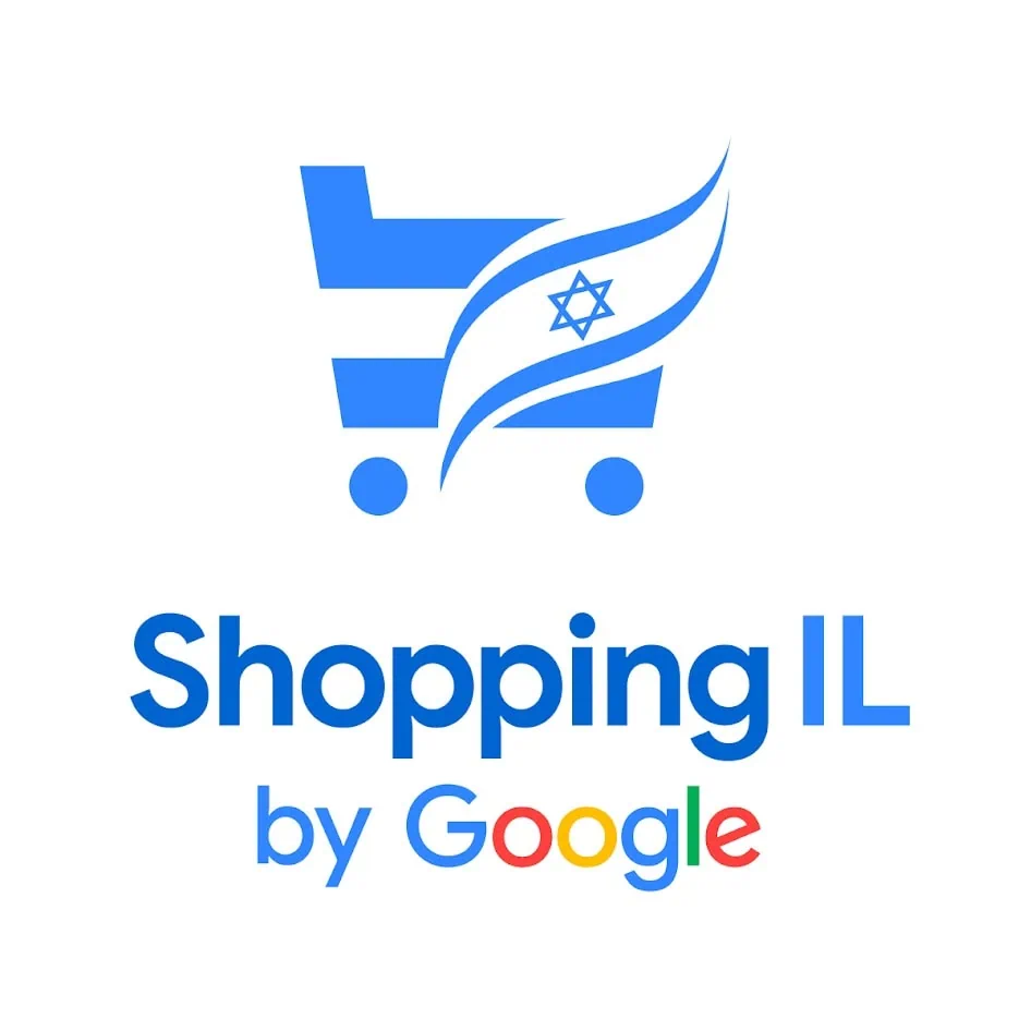 תמונת סופר-מכולת Shopping IL על פי Google, לוגו מזהה, צבעים כחולים ורכישה.