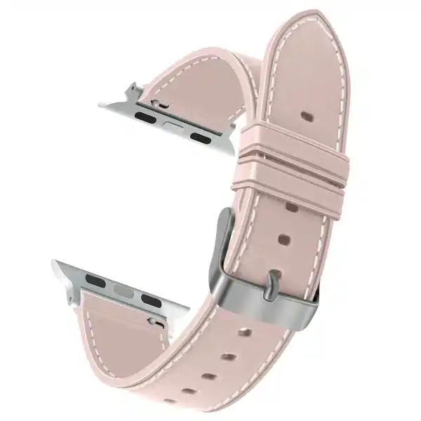 רצועת סיליקון אפל ווטש דמוי עור בצבע Pink