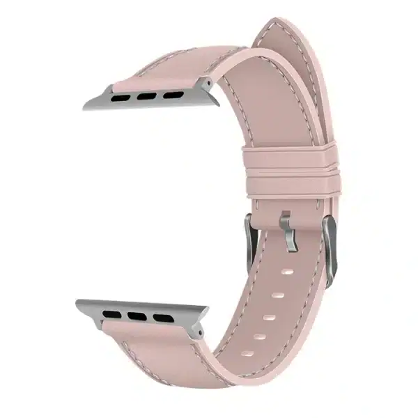 רצועת סיליקון אפל ווטש דמוי עור בצבע Pink