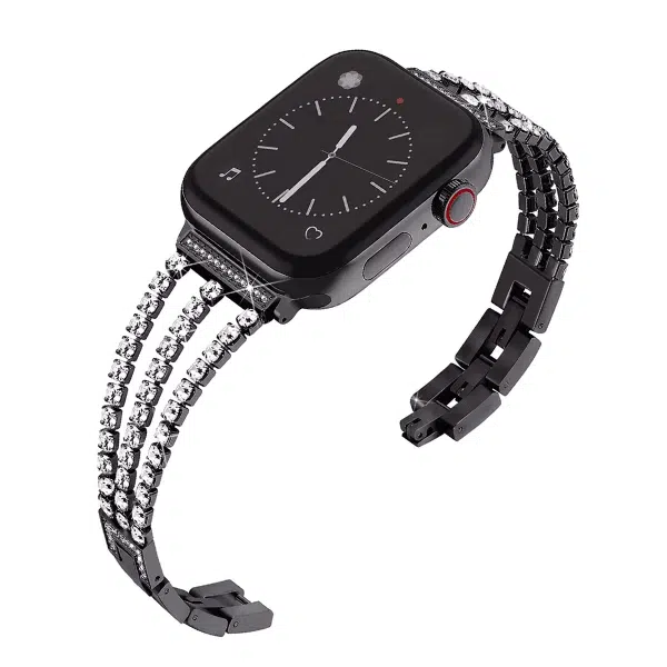 רצועה צמיד אבנים נוצצות לאפל ווטש 38/40/41mm שחור