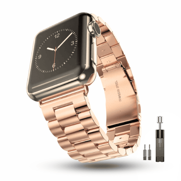 רצועה לאפל ווטש 42/44/45/49mm ברזל חוליות Rose Gold