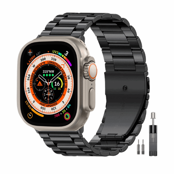 רצועה לאפל ווטש 42/44/45/49mm ברזל חוליות Black