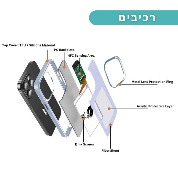 כיסוי חכם לאייפון iPhone 15 pro Max תמונה דיגטלית מתחלפת NFC