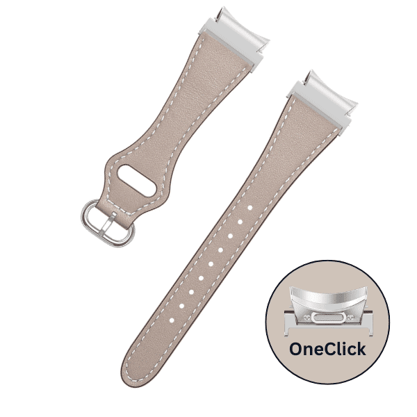 רצועה לשעון גלקסי ווטש 4/5/6 עור צרה OneClick בצבע Starlight