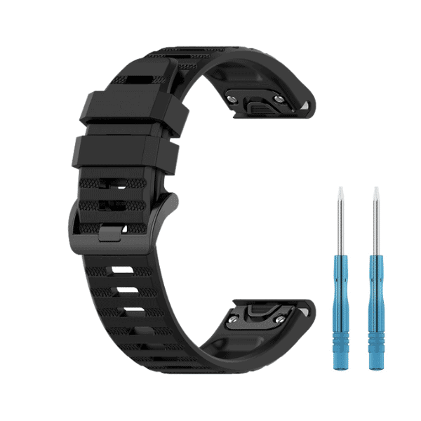 רצועת סיליקון לשעוני גרמין פניקס שחור QUICKFIT 22MM