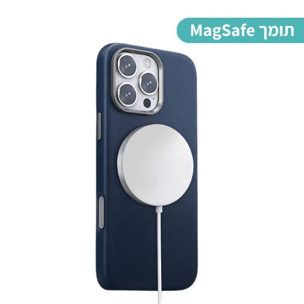 כיסוי עור טבעוני קשיח לאייפון iPhone 16 Plus עם Magsafe כחול