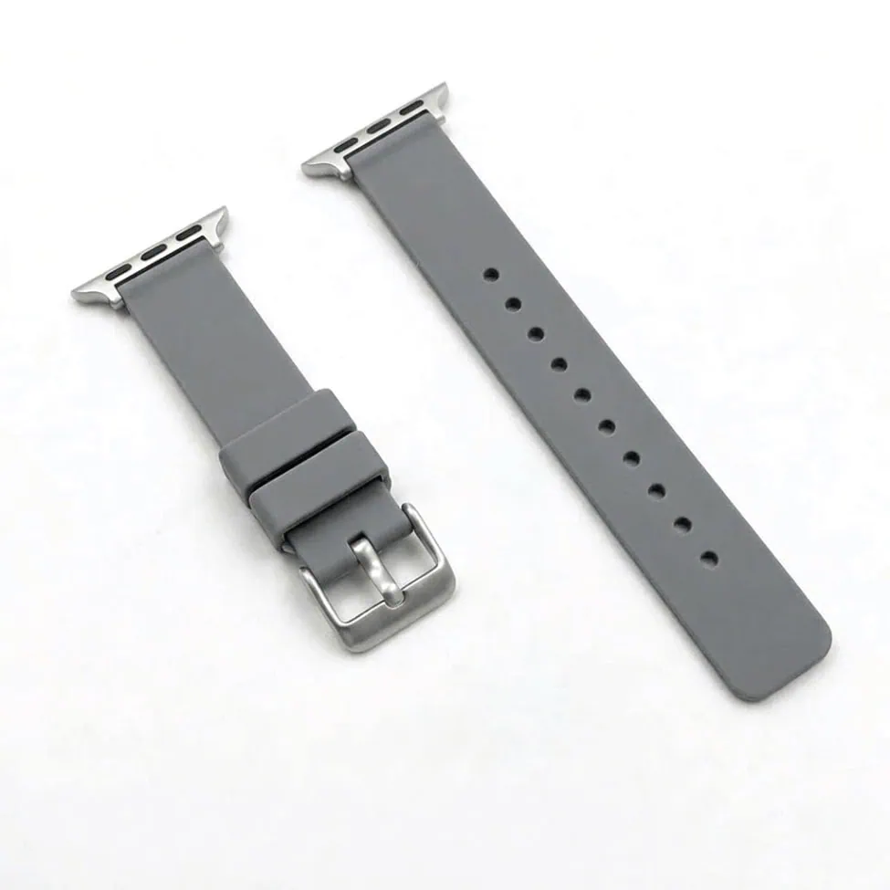 רצועת גומי ל-20mm עם מנגנון שחרור מהיר, היפואלרגנית מסוג FKM, בצבע אפור כסוף, מתאימה לאבזם קלאסי.