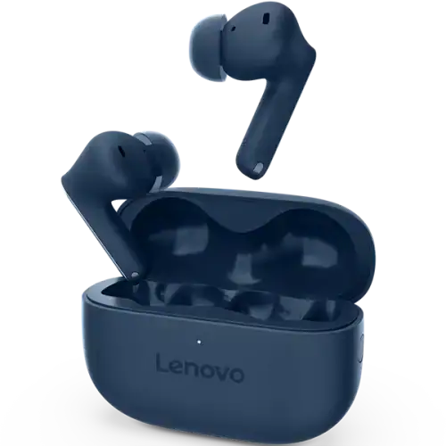 אוזניות TWS אלחוטיות Lenovo Yoga עם ביטול רעשים, עיצוב נוח ואיכות סאונד גבוהה, מתאימות לשימוש יומיומי ולספורט, עם קייס טעינה נייד.