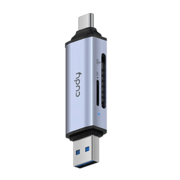 קורא כרטיסי זיכרון USB-C ו-USB-A תואם ל-SD ו-TF, מתאים למחשב וטלפון, במהירות גבוהה, קל לשימוש, תומך בזיכרונות SD ו-TF.