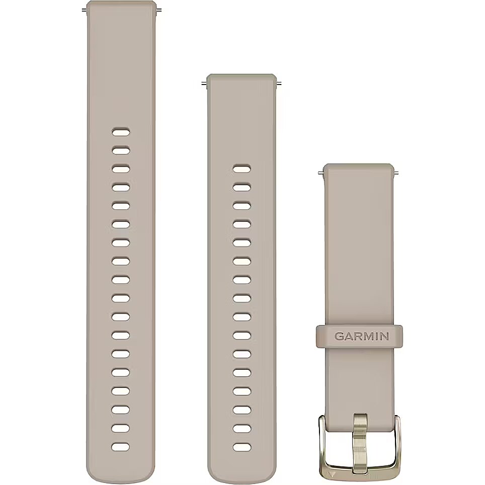 שעון יד חכם Garmin עם רצועות חילוף בצבע בז', מתאים לפעילות ספורט ובריאות, עם עיצוב מודרני ואופנתי, קל לשימוש ומגיע.