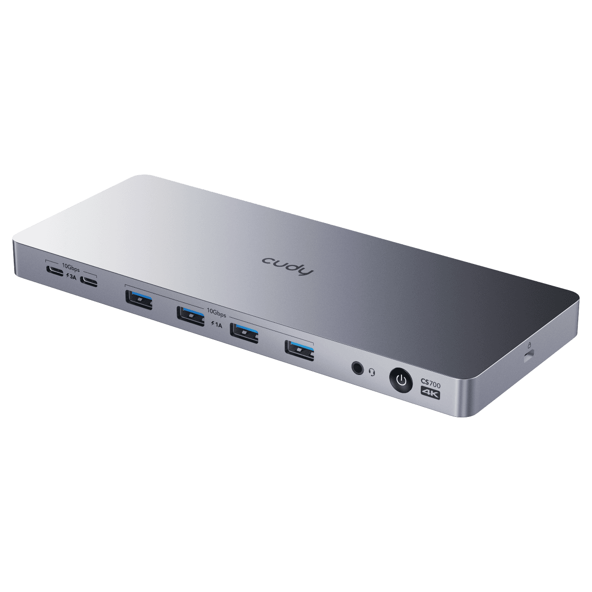 תחנת עגינה Cudy CS700 עם יציאות USB-C, USB 3.0 ו-HDMI ל-PC ומקבוק, תומכת ב-4K ו-PD 100W לחיבור יעיל ומהיר.