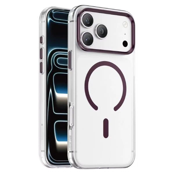 כיסוי מגן שקוף עם עיצוב לוגו של Lion Green ל-iPhone 18 Pro עם תושבת MagSafe מובנית.