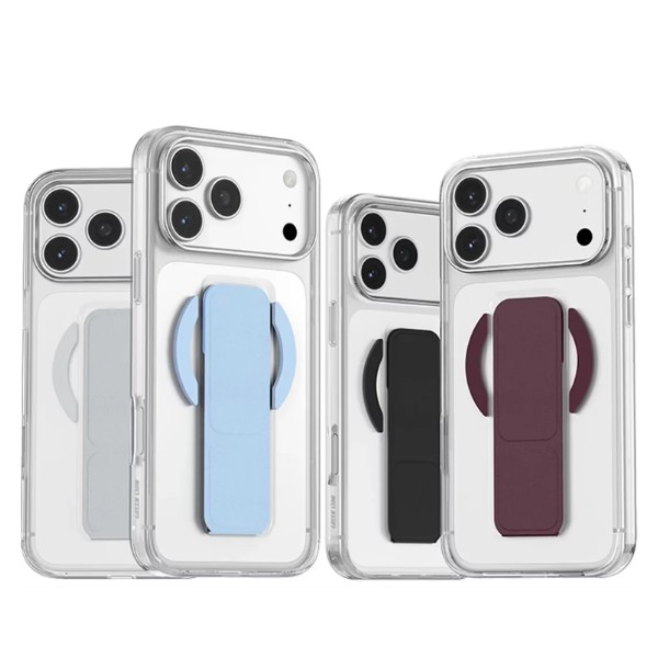 כיסוי עור שקוף עם MagSafe לאייפון 18 Pro Max בצבעים שונים כולל אחיזת יד מגנטית.