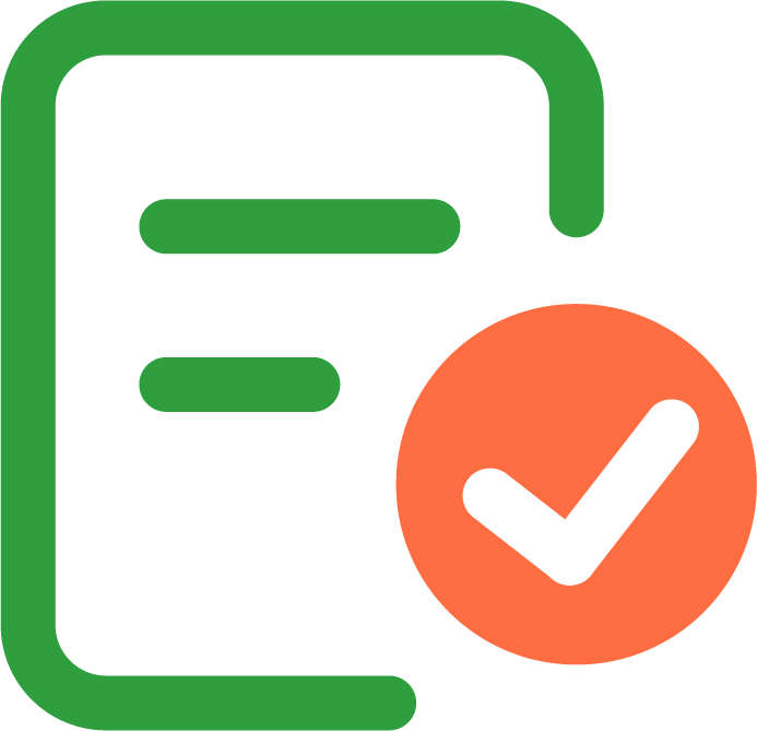 Paper with a checkmark icon