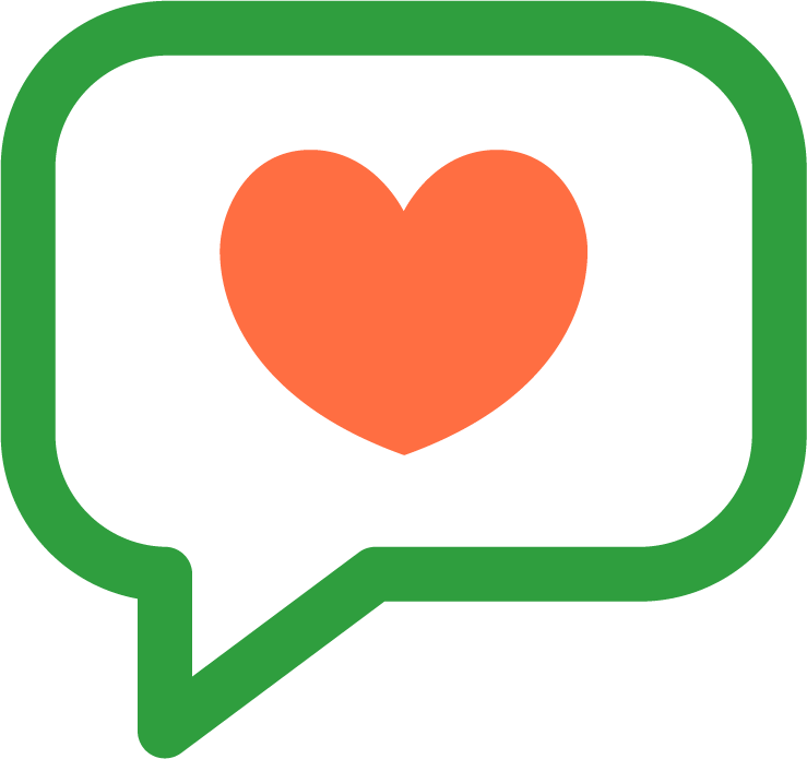 Speech bubble with a heart icon
