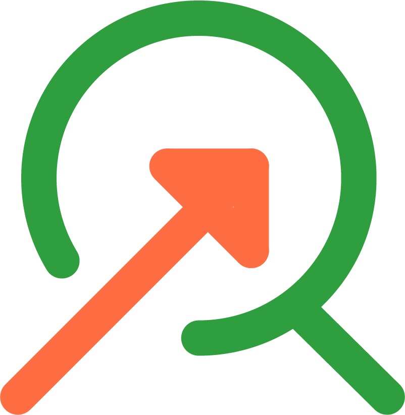 Magnifying glass with an upward arrow icon
