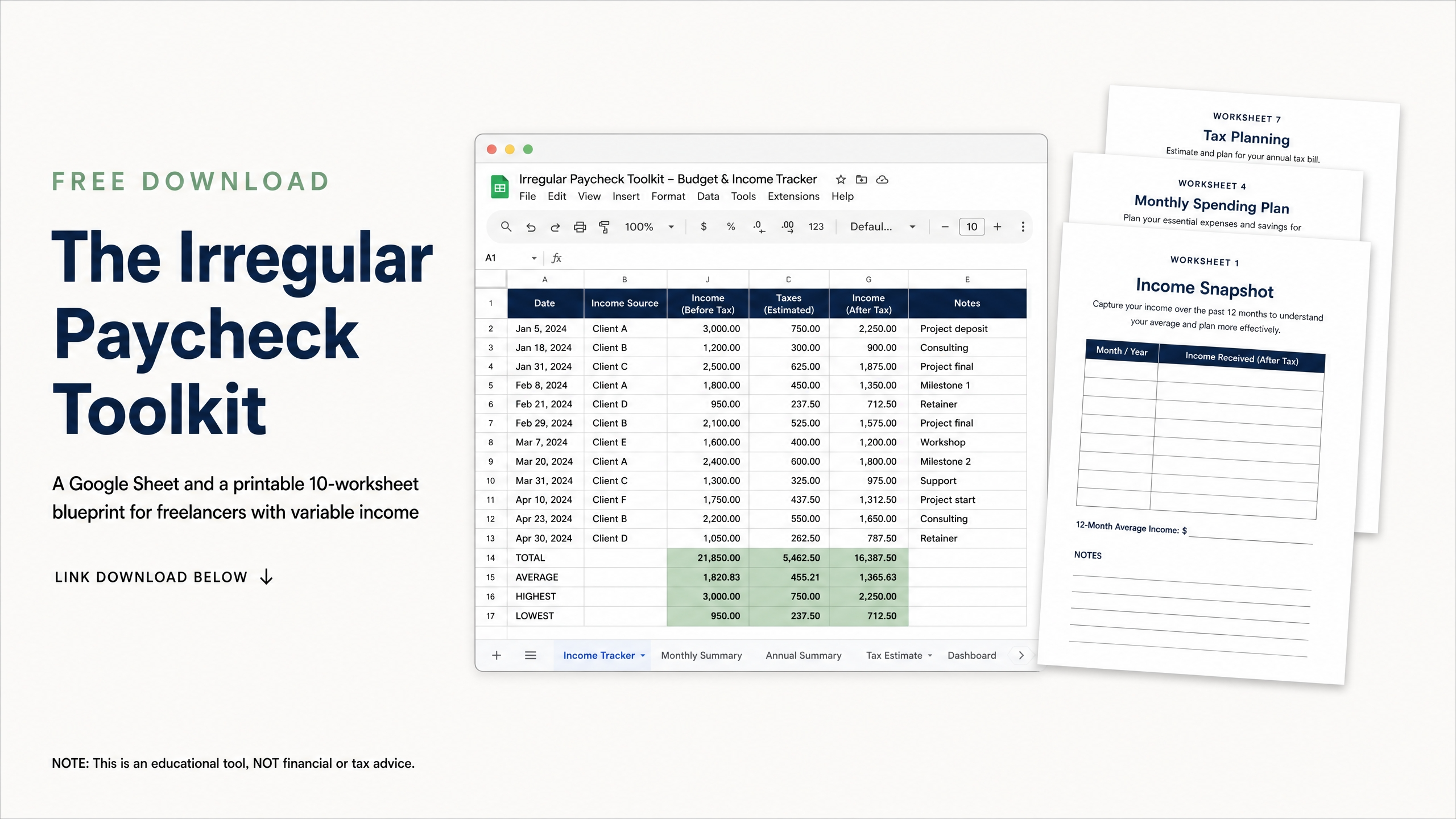 Green Calm Vibes A_clean_professional_flat-design_illustration_la-1788810957046 [Free Toolkit] The Irregular Paycheck Playbook  