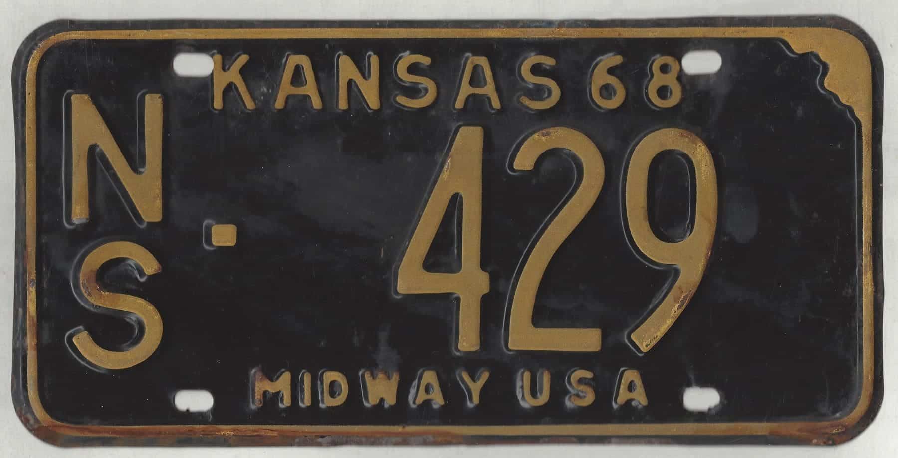 Kansas 1968 car license plate Ness county #NS-429