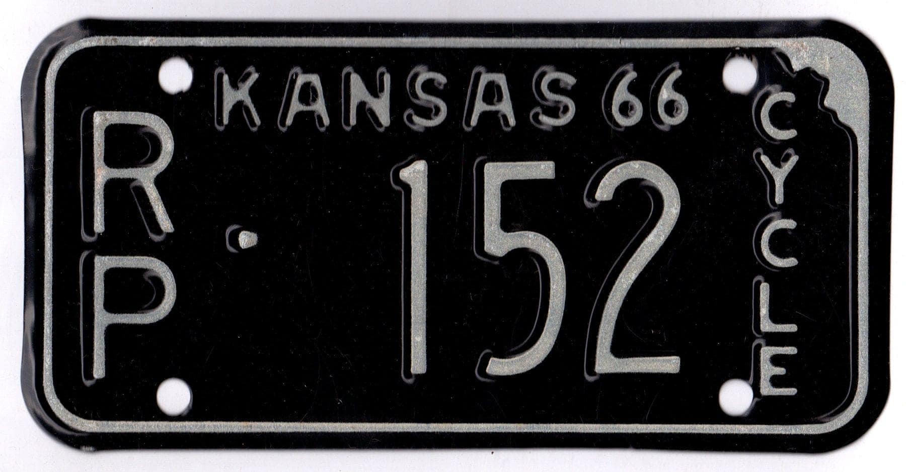 Kansas 1966 motorcycle license plate Republic county #RP-152