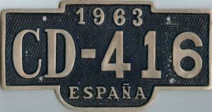Brass 1963 ESPAÑA license plate