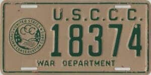 USCCC War Department license plate #18374