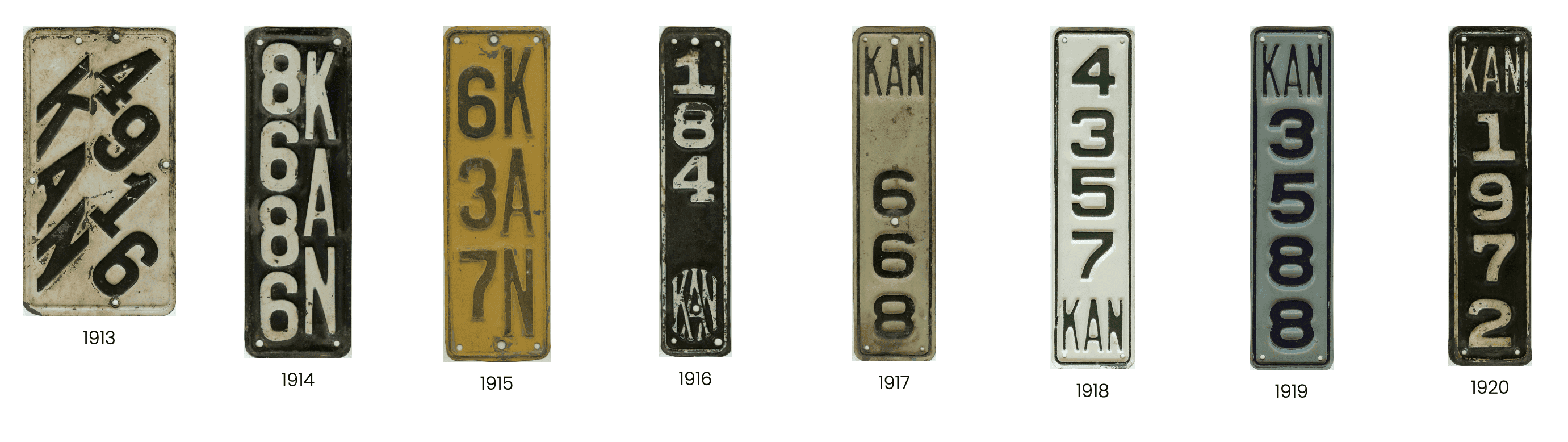 undated era 1913-1920 motorcycle license plates
