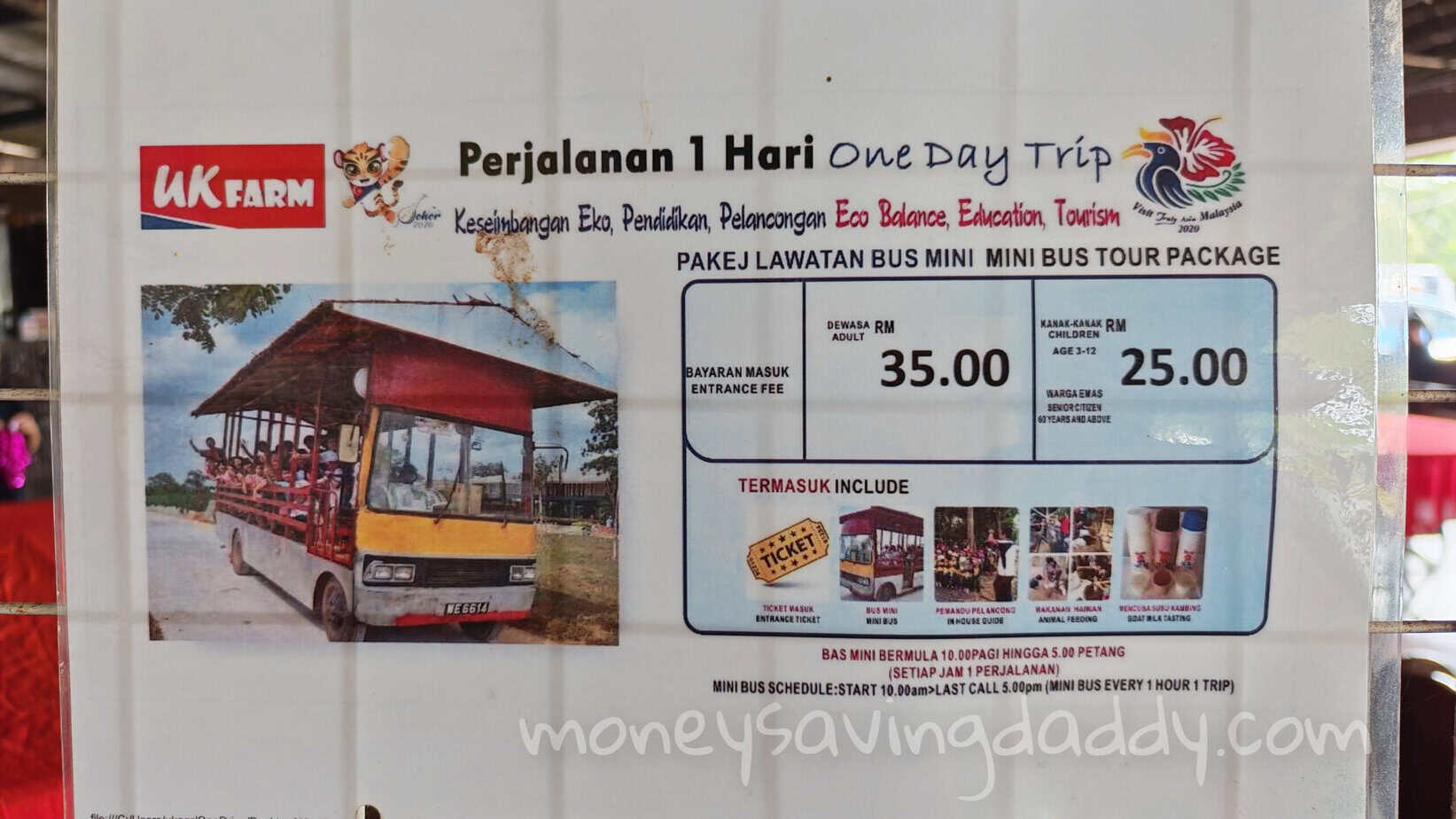One day trip bus tour at UK Farm with red open-air vehicle and scenic surroundings.