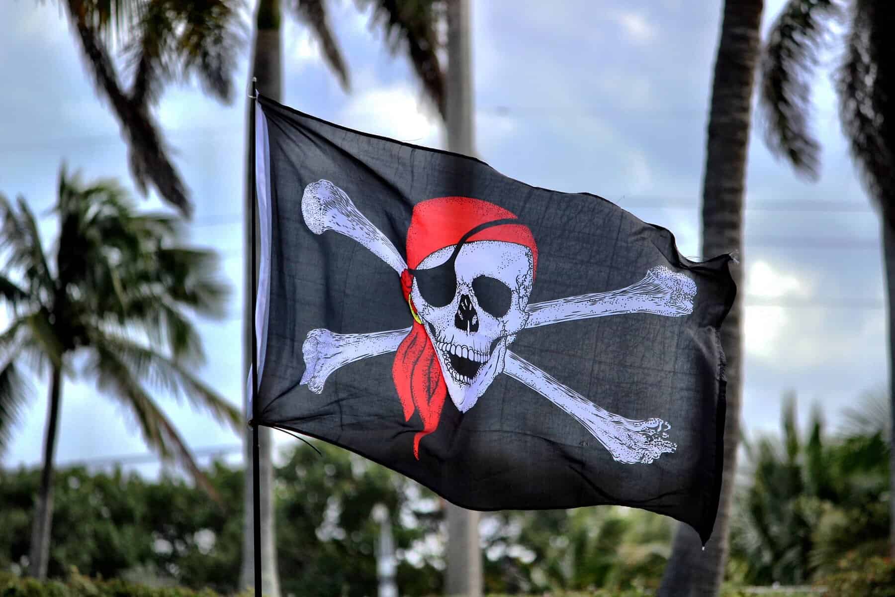 Pirate flag waving in the wind